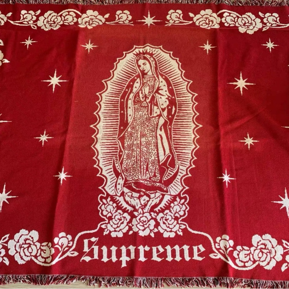 Supreme Red and White Virgin Mary blanket